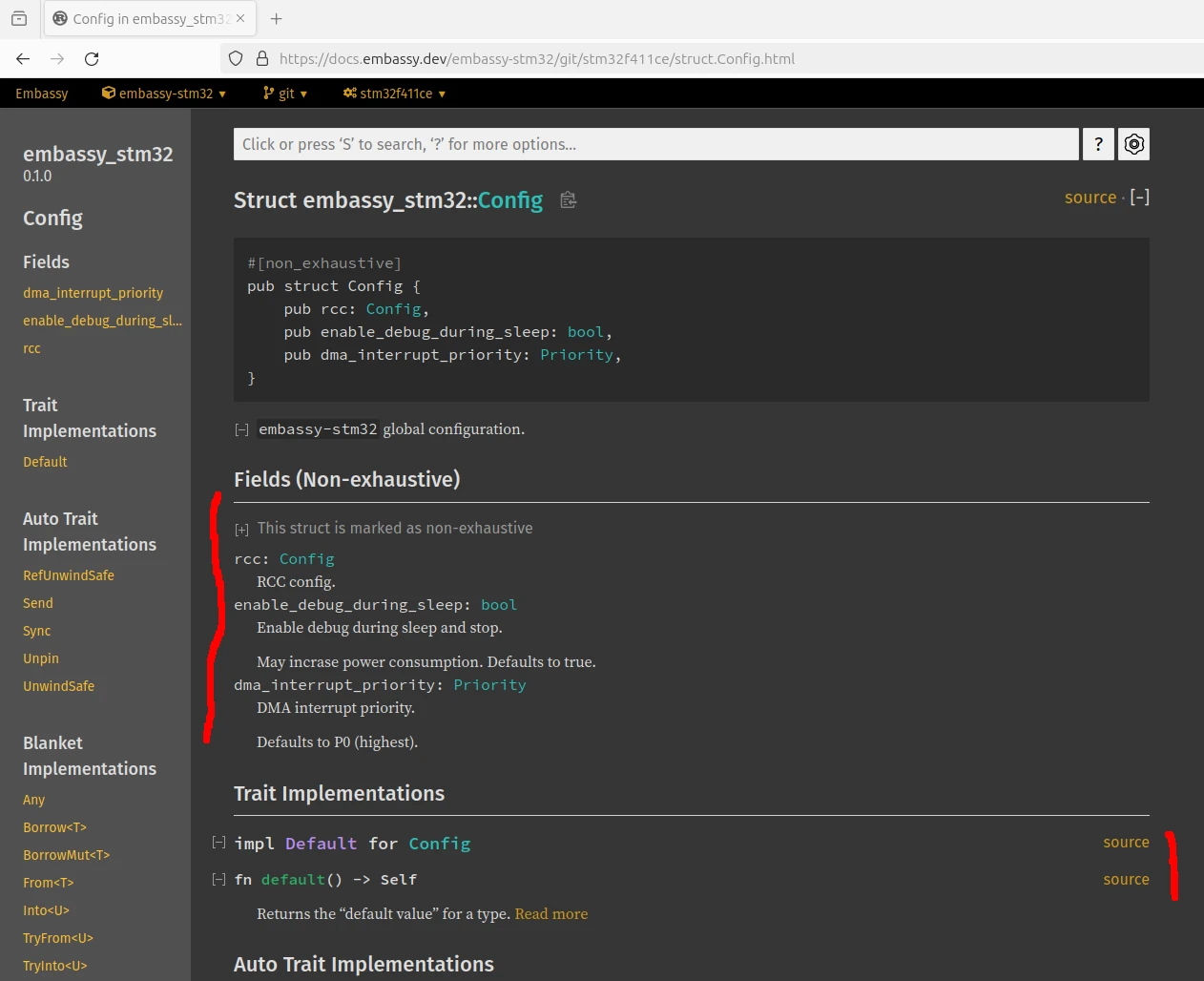 Embassy STM32 HAL config struct documentation