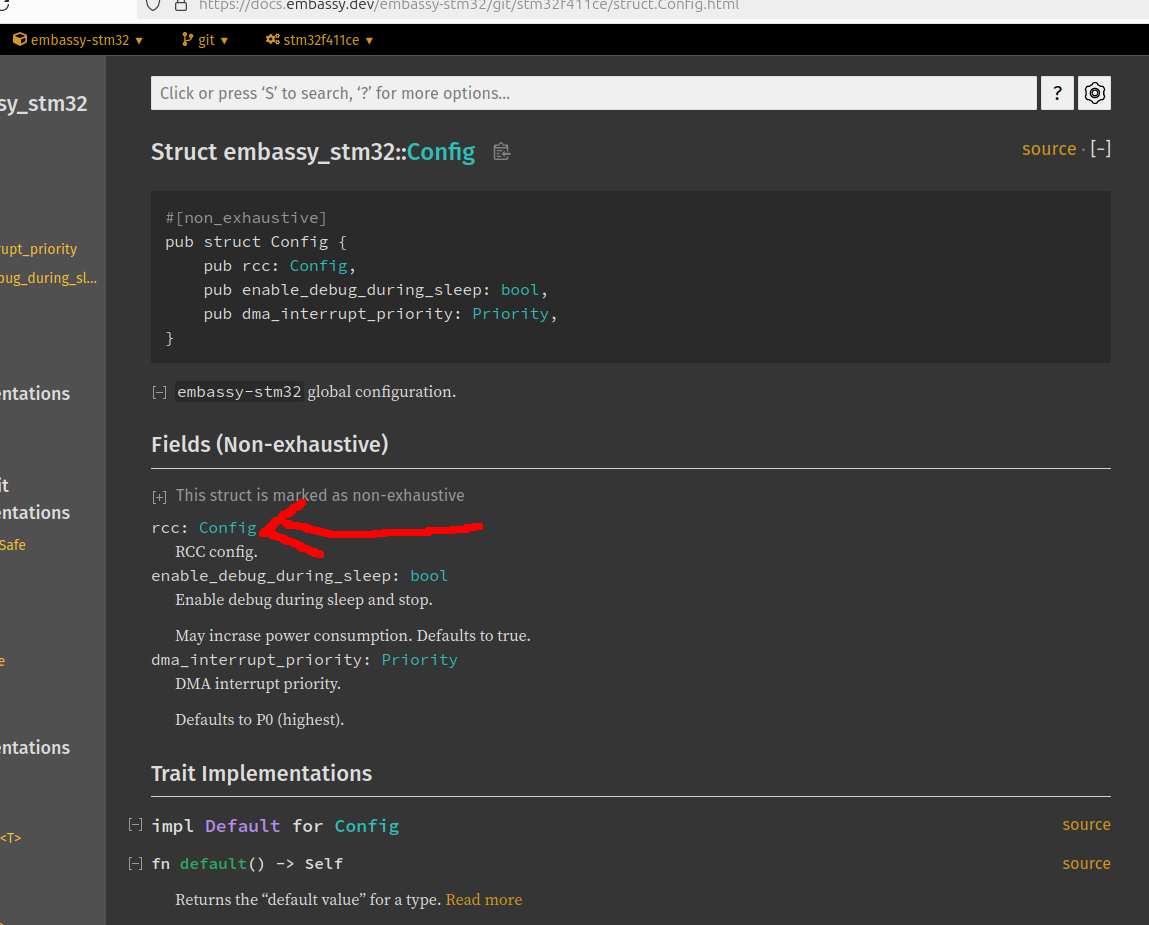 Embassy STM32 HAL config struct documentation